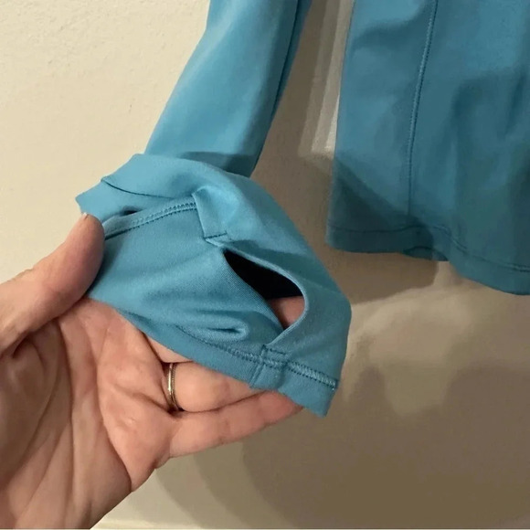 Yogalicious Lux Women's Long Sleeve Light Blue Zip-Up Hooded Jacket Size L GUC - Picture 5 of 9